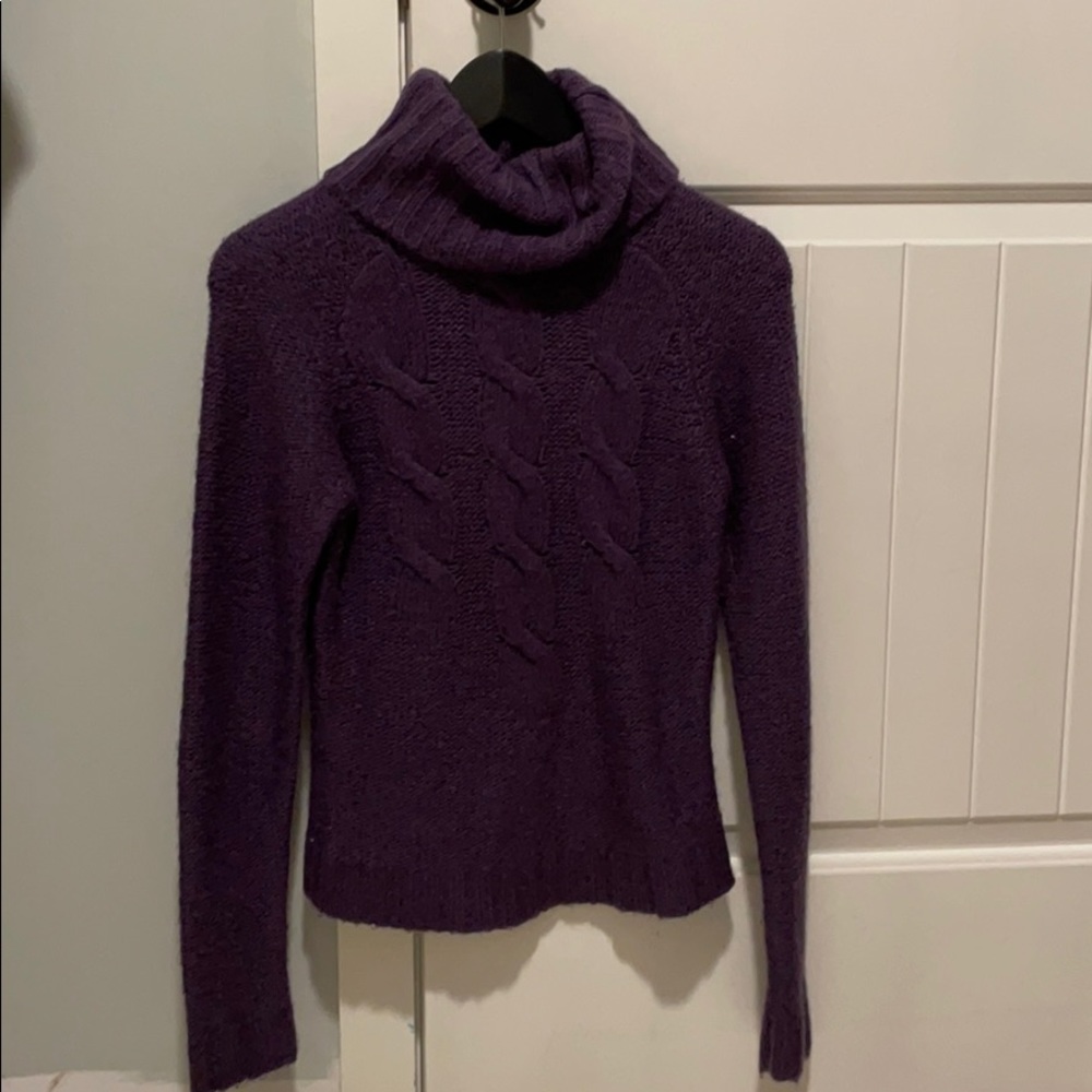 Cropped cable knit sweater